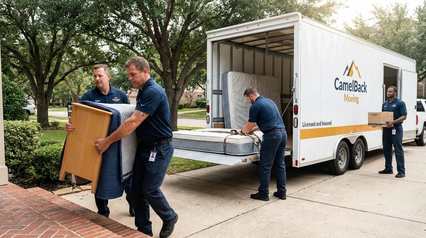 Crew loading residential truck for cross-state move from Scotts Valley, CA