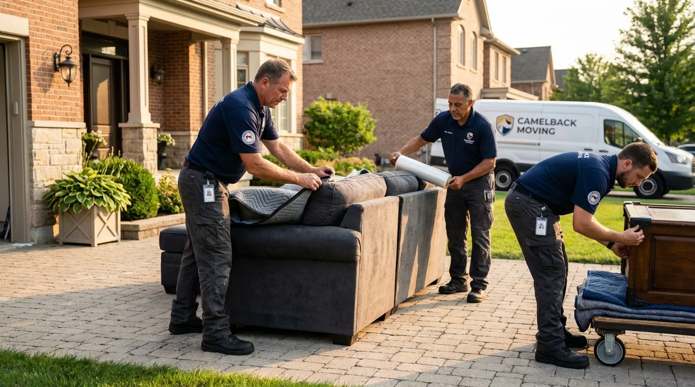 Large estate moving crew wrapping furniture in Scotts Valley, CA
