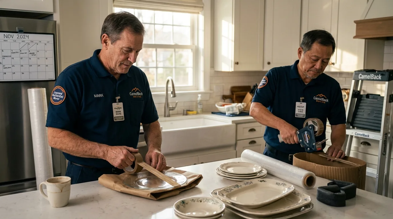 Professional crew packing kitchen dishware in Scotts Valley, CA